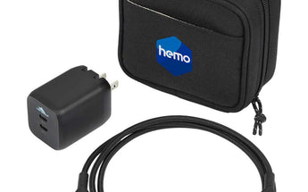 Front View of Black High Sierra 65W USB Wall Charger and Cable Kit