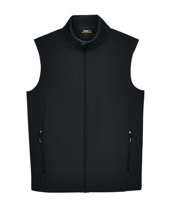 Front View of Black Men's Cruise Two-Layer Fleece Bonded Soft Shell Vest - CE701