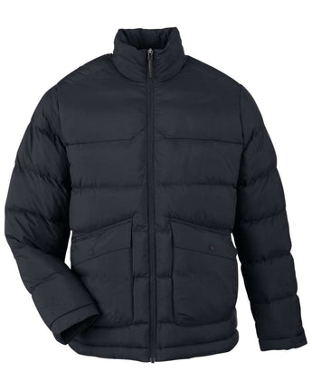 Front View of Black Men's Inspire Puffer Jacket - CE720