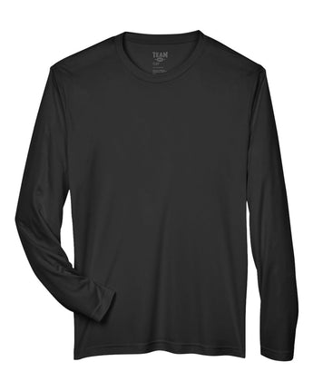 Front View of Black Men's Zone Performance Long Sleeve T-Shirt - TT11L