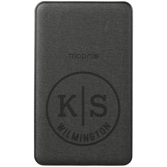 Front View of Black mophie® Snap+ Mini 5000 mAh Wireless Power Bank