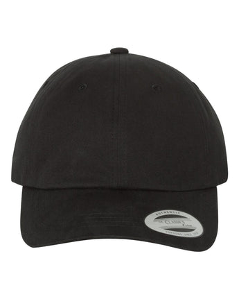 Front View of Black Peached Cotton Twill Dad Hat - 6245PT