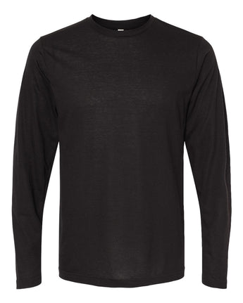 Front View of Black Poly-Blend Long Sleeve T-Shirt - 3520