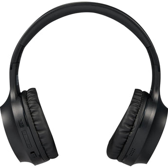 Front View of Black Rewired Recycled Bluetooth Headphones plain