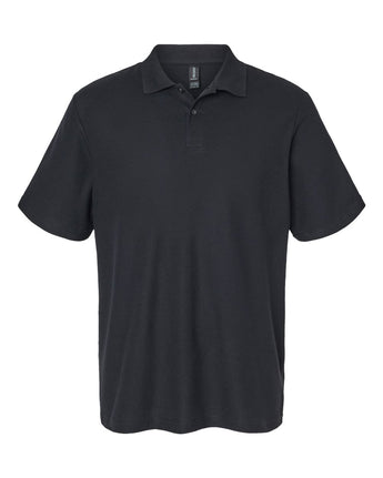Front View of Black Softstyle® Pique Polo - 64800