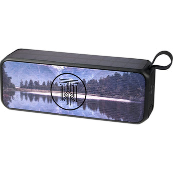 Front View of Black Solar Sound Outdoor Bluetooth Speaker