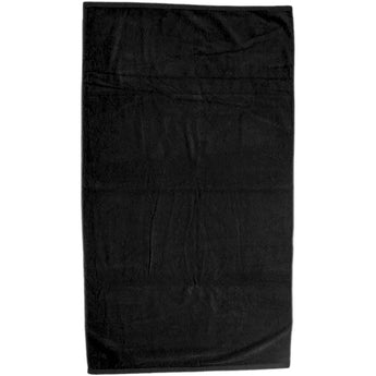 Front View of Black Superior Weight Colored Beach Towel plain