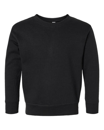 Front View of Black Toddler Fleece Crewneck Sweatshirt - 3317