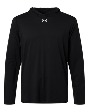 Front View of Black/ White Men's Team Vanish Hooded Long Sleeve T-Shirt - 6014164