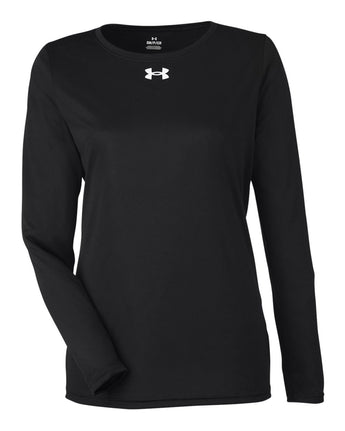 Front View of Black/ White Women's Team Tech™ Long Sleeve T-Shirt - 1376852