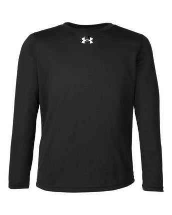 Front View of Black/ White Youth Tech™ Team Long Sleeve T-Shirt - 1377488