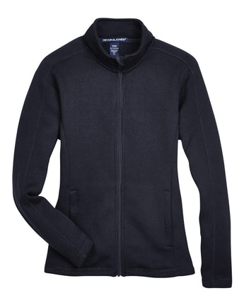 Front View of Black Women's Bristol Full-Zip Sweater Fleece Jacket - DG793W