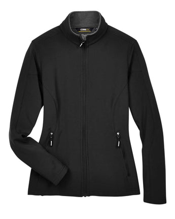 Front View of Black Women's Cruise Two-Layer Fleece Bonded Soft Shell Jacket - 78184