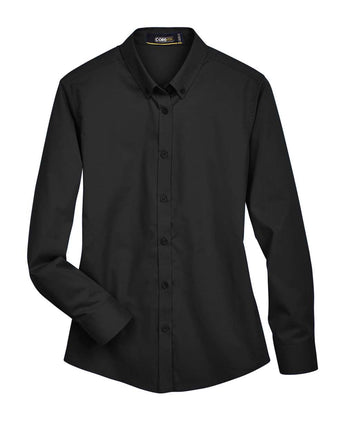 Front View of Black Women's Operate Twill Shirt - 78193