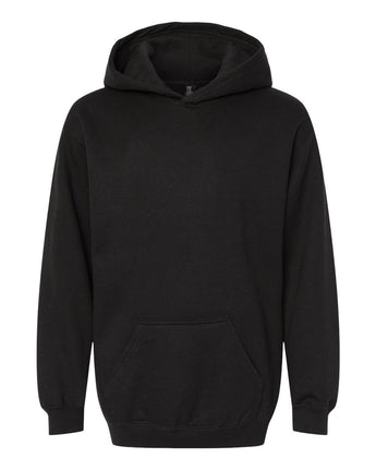 Front View of Black Youth Fleece Pullover Hoodie - 3322