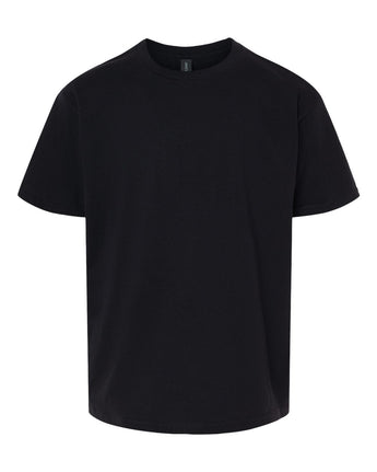 Front View of Black Youth Light Cotton T-Shirt - 3000B