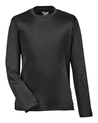 Front View of Black Youth Zone Performance Long Sleeve T-Shirt - TT11YL