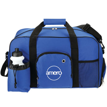 Front View of Blue Weekender 18.5" Deluxe Duffel Bag