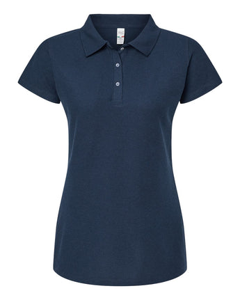 Front View of Bright Navy Women's Soft Touch Polo - 7007