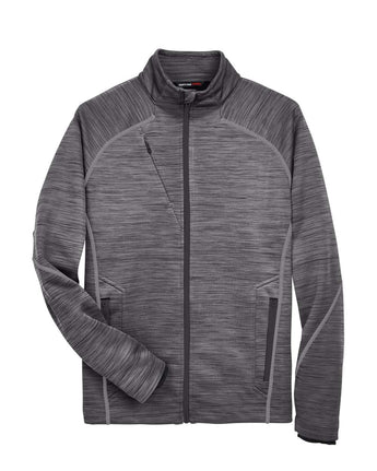 Front View of Carbon/ Black Men's Flux Mélange Bonded Fleece Jacket - 88697