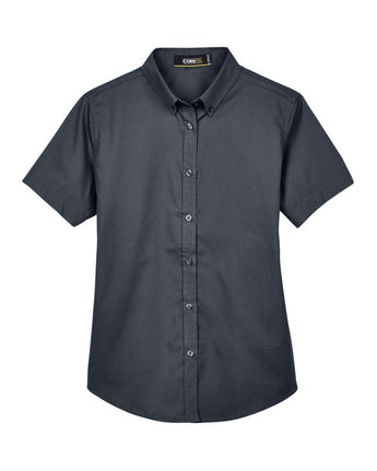 Front View of Carbon Women's Optimum Short Sleeve Twill Shirt - 78194