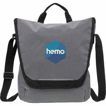 Front View of Gray Dover Recycled Messenger Bag