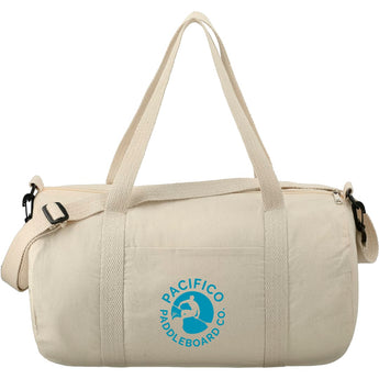 Front View of Natural Barrel 18" 5oz Cotton Canvas Duffel Bag