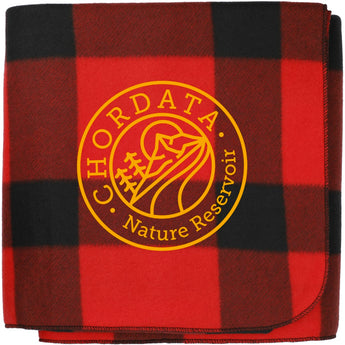 Front View of Red Buffalo Plaid Fleece Blanket