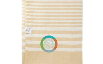Front View of Tan Hilana Upcycled Fethiye Throw Blanket