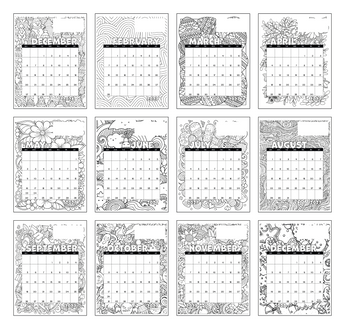 Front View of Triumph® Calendars Small Monthly Desk Pad Calendar - Coloring