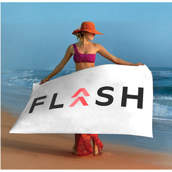 Front View of White Basic Weight White Beach Towel
