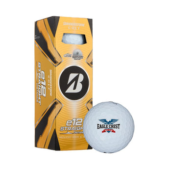 Front View of White Bridgestone E12 Straight Golf Balls - 3 Pack