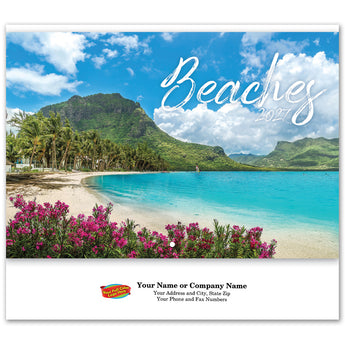 Full Color Beaches Spiral Wall Calendar plain grouped