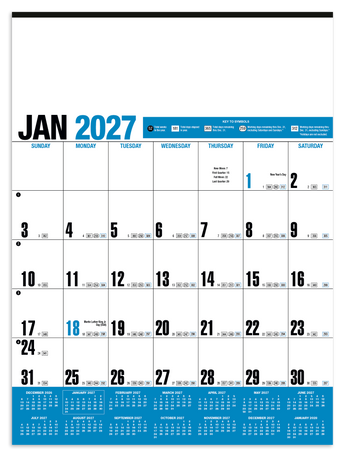 HotLine® Products Yearly Record® Blue Calendar plain