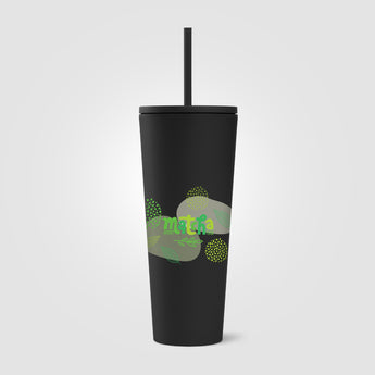 Spire - 24 oz Soft Touch Double Wall Recycled Plastic Tumbler w/ Straw