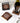 4 Pc. Acacia Wood Square Coaster Set with Black Metal Stand