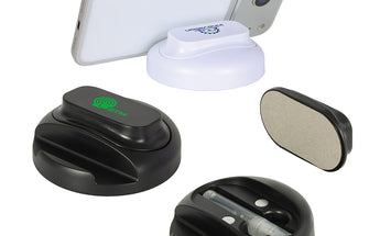 Asana Phone Stand with Built-In Screen Cleaner & Spray