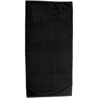 Front View of Black Basic Weight Colored Beach Towel plain