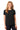 Front View of Black Gildan Women's Heavy Cotton 100% Cotton T-Shirt. 5000L plain
