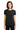 Front View of Black Gildan Women's Ultra Cotton 100% US Cotton T-Shirt. 2000L plain