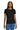 Front View of Black Gildan Women's Ultra Cotton 100% US Cotton T-Shirt. 2000L plain
