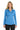 Front View of Carolina Blue Port Authority Women's Silk Touch Performance Long Sleeve Polo. L540LS plain