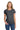 Front View of DarkHthr Gildan Women's Heavy Cotton 100% Cotton T-Shirt. 5000L plain