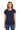 Front View of Navy Gildan Women's Heavy Cotton 100% Cotton T-Shirt. 5000L plain