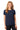 Front View of Navy Gildan Women's Heavy Cotton 100% Cotton T-Shirt. 5000L plain