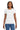 Front View of White Gildan Women's Ultra Cotton 100% US Cotton T-Shirt. 2000L plain